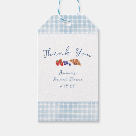 ダスティーブルーギンガム ブランシュ ブライダルシャワー 感謝 ギフトタグ (正面)