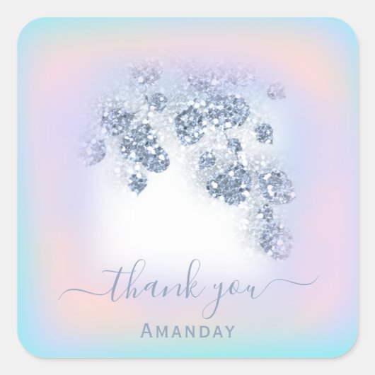 ダスティーブルーグリッター ピーチミント サンクス スイート16 スクエアシール (正面)