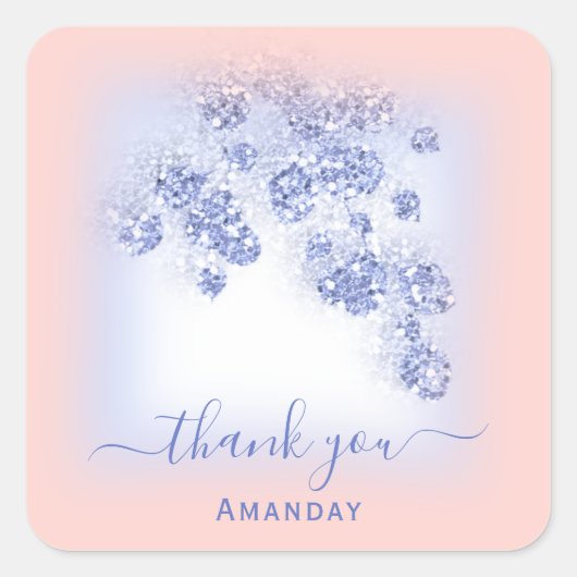ダスティーブルーグリッター フローラル ローズ ブラッシュ スウィート16 スクエアシール (正面)