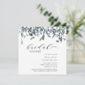 ダスティーブルーグリーンリーフローラブライダルシャワー 招待状 (スタンド正面)