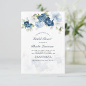 ダスティーブルーグリーンリーフローラブライダルシャワー 招待状 (スタンド正面)