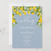 ダスティーブルーグリーンレモン ブルーム ウェディング 招待状 (正面)