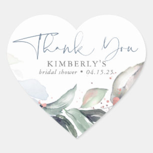 ダスティーブルーグリーンレースゴールドスプラッターありがとうございます ハートシール