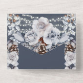 ダスティーブルーグレイのカントリー ローズ ストリング ライト 全てが揃った オールインワン招待状 (裏面)