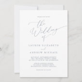 ダスティーブルーグレイのミニマルな結婚式招待状 招待状 (正面)