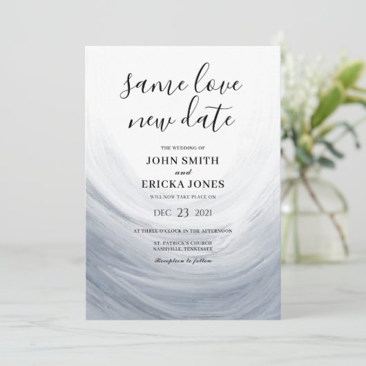 ダスティーブルーグレイの水彩波動 同じ愛 新しい日付 セーブザデート (スタンド正面)