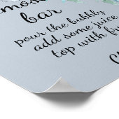 ダスティーブルーグレイの花模様のミモザバー ポスター (角)