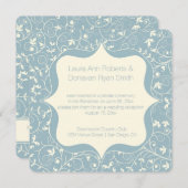 ダスティーブルーグレーとアイボリーの花柄 受付のみ 招待状 (正面/裏面)