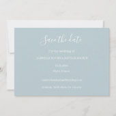 ダスティーブルーグレーとホワイトの結婚式「Save The Date」 招待状 (正面)