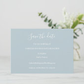 ダスティーブルーグレーとホワイトの結婚式「Save The Date」 招待状 (スタンド正面)