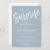 ダスティーブルーサプライズバースデーリタイアメントパーティー 招待状 (正面/裏面)