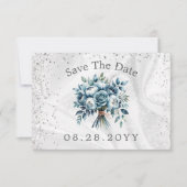 ダスティーブルーシルバーローズ Save The Date カード (正面)