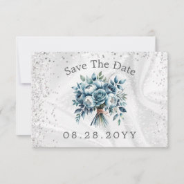ダスティーブルーシルバーローズ Save The Date カード