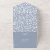 ダスティーブルーズの白いボタニカル結婚 オールインワン招待状 (外側)