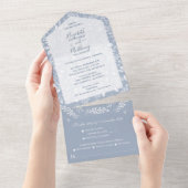 ダスティーブルーズの白いボタニカル結婚 オールインワン招待状 (貼ってはがせる)