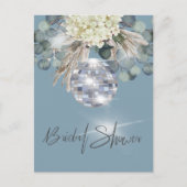 ダスティーブルーズフローラディスコブライダルシャワー招待 ポストカード (正面)