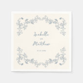 ダスティーブルーズヴィンテージ結婚チノイスリー スタンダードカクテルナプキン (正面)