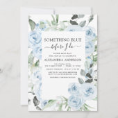 ダスティーブルーツブルーフローラブライダルシャワー 招待状 (正面)
