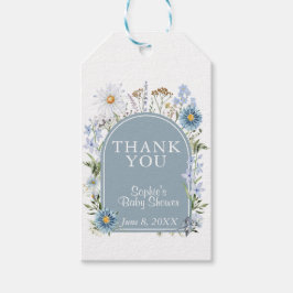 ダスティーブルーティーパーティーベイビー イン・ブルーム ベイビーシャワー ギフトタグ