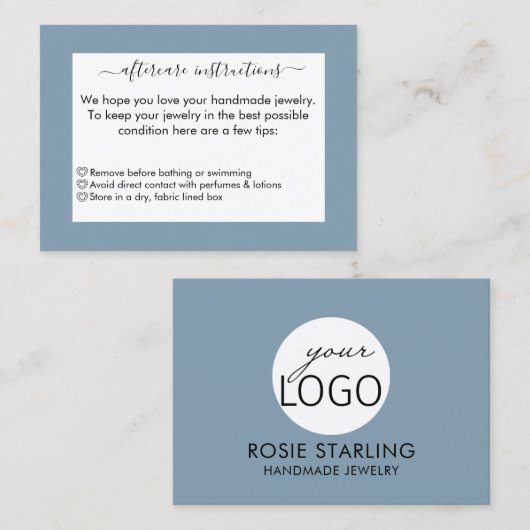ダスティーブルーハンドメイドジュエリー事業アフターケア 名刺 (正面/裏面)