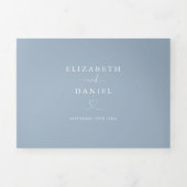 ダスティーブルーハートスクリプトウェディング 三つ折り招待状 (カバー)