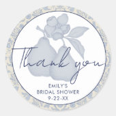 ダスティーブルーパーフェクト梨ブライダルシャワーサンキュー ラウンドシール (正面)