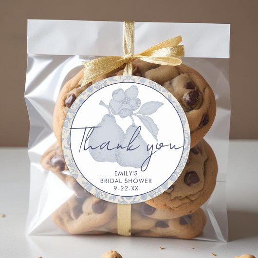 ダスティーブルーパーフェクト梨ブライダルシャワーサンキュー ラウンドシール