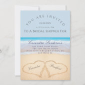 ダスティーブルービーチ 2 砂のハート ブライダルシャワー 招待状 (正面)