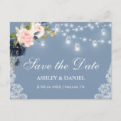 ダスティーブルーピンクフローラライトレース保存日 案内ポストカード (正面)