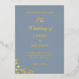 ダスティーブルーフォイル結婚式招待状 箔招待状