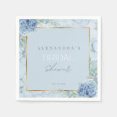 ダスティーブルーフローラアジサイブライダルシャワー スタンダードカクテルナプキン (正面)