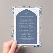 ダスティーブルーフローラアナンドKarajパンジャビシーク結婚ズ アクリル招待状 (インサイチュ (ポータブル))