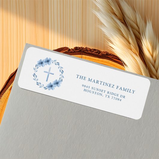 ダスティーブルーフローラクロス差出人住所 ラベル