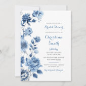 ダスティーブルーフローラシノワセリーブライダルシャワー 招待状 (正面)