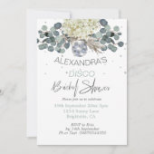 ダスティーブルーフローラディスコボールブライダルシャワー 招待状 (正面)