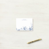 ダスティーブルーフローラトイレチノワセパーソナライズされたリー ポストイット (デスク上)