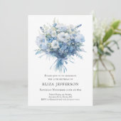ダスティーブルーフローラブーケ誕生日 招待状 (スタンド正面)