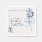 ダスティーブルーフローラボーカラーリリーブライダルシャワー スタンダードカクテルナプキン (正面)