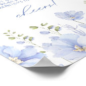 ダスティーブルーフローラミモザバーブライダルシャワー ポスター (角)