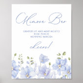 ダスティーブルーフローラミモザバーブライダルシャワー ポスター (正面)