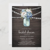 ダスティーブルーフローラメイスンジャールウッドブライダルシャワー 招待状 (正面)