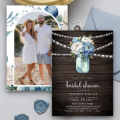 ダスティーブルーフローラメイスンジャールウッドブライダルシャワー 招待状