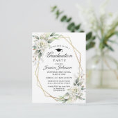 ダスティーブルーフローラ卒業パーティー招待状 ポストカード (スタンド正面)