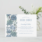 ダスティーブルーフローラ多肉類ブライダルシャワー 招待状 (スタンド正面)