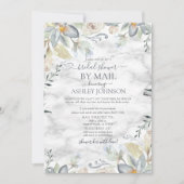 ダスティーブルーフローラ大理石ブライダルシャワーバイメール 招待状 (正面)