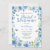 ダスティーブルーブルフローラバタフライブライダルシャワー 招待状 (正面)