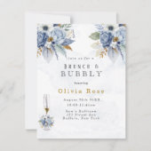 ダスティーブルーブル金ゴールド牡丹シックブランチ&バブリー 招待状 (正面)