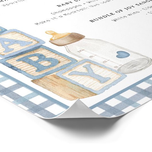 ダスティーブルーベビーシャワー シグネチャードリンク サイン (角)