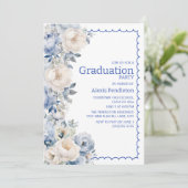 ダスティーブルーホワイトフローラ角フレーム 招待状 (スタンド正面)