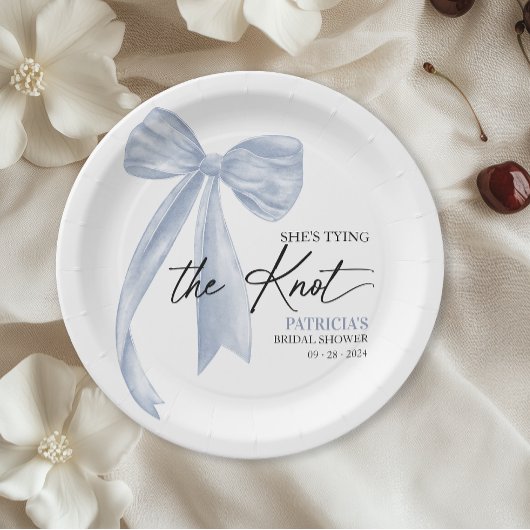 ダスティーブルーボウ 彼女は結婚する ブライダルシャワー ペーパープレート